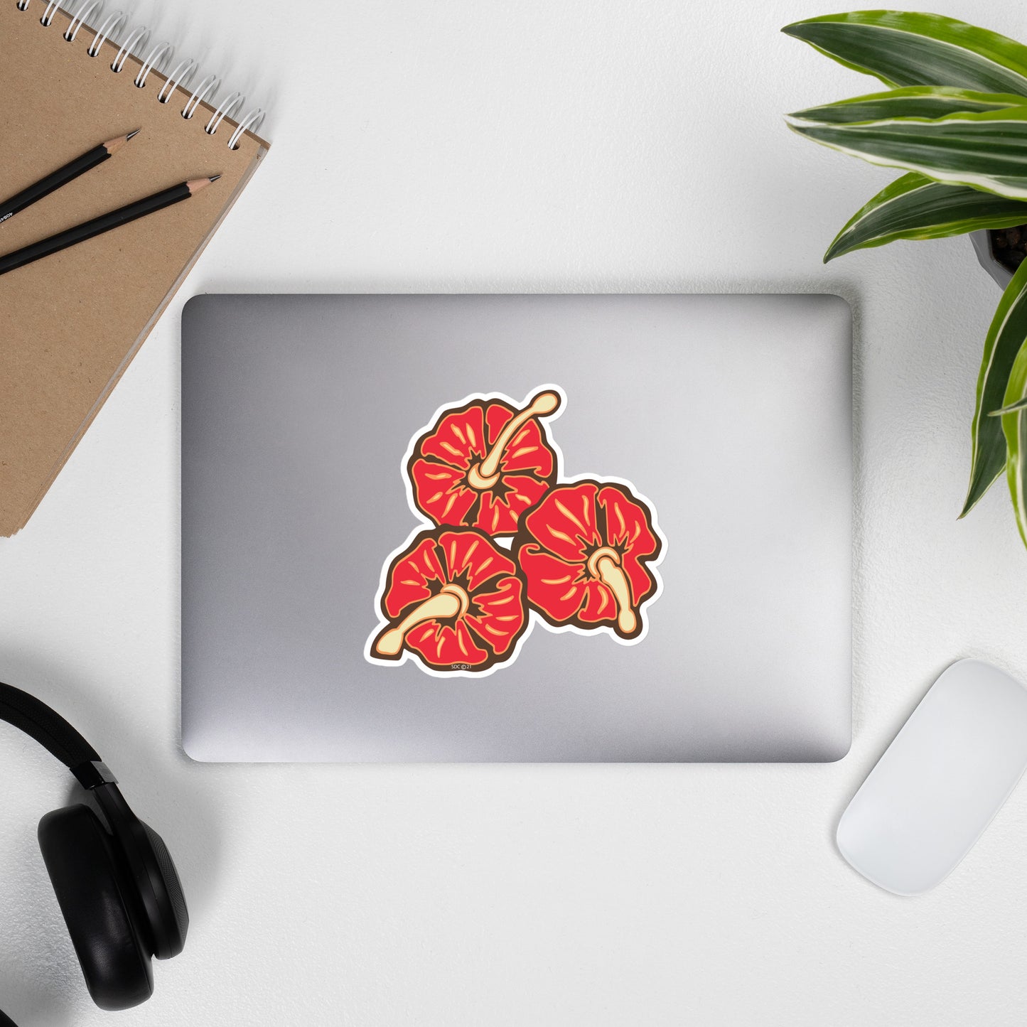 Red Tropical Flowers  - Bubble-Free Sticker