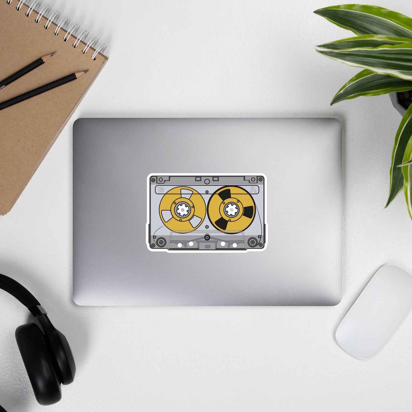 Gold Metal Vintage Audio Tape Cassette Bubble-Free Sticker