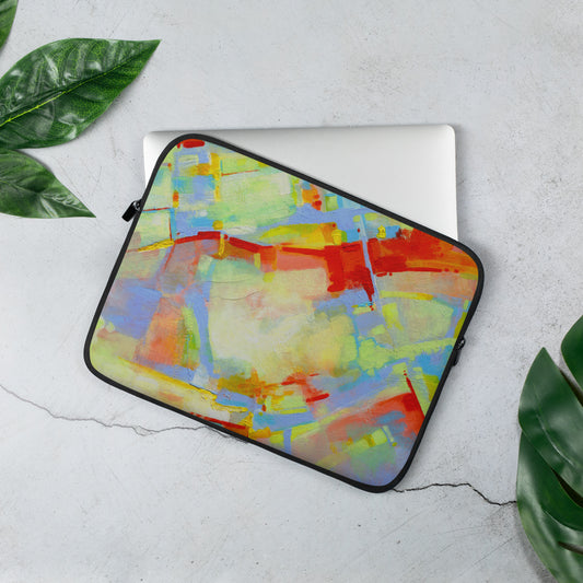 Red, Green, and Blue Acrylic Abstract Painting Laptop Sleeve