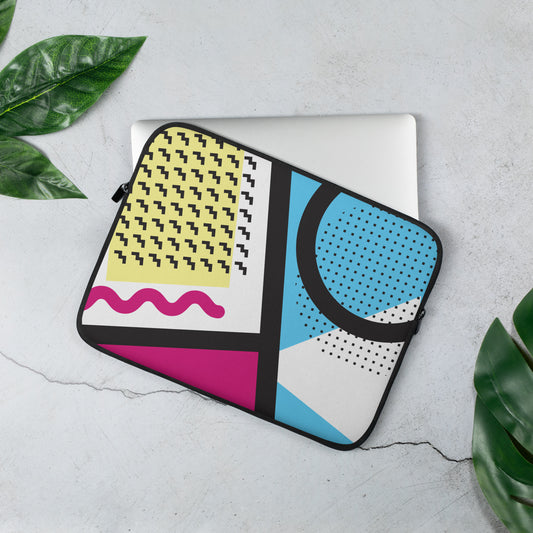 1980s Retro Abstract Graphic Art - Primary and Shapes - Laptop Sleeve