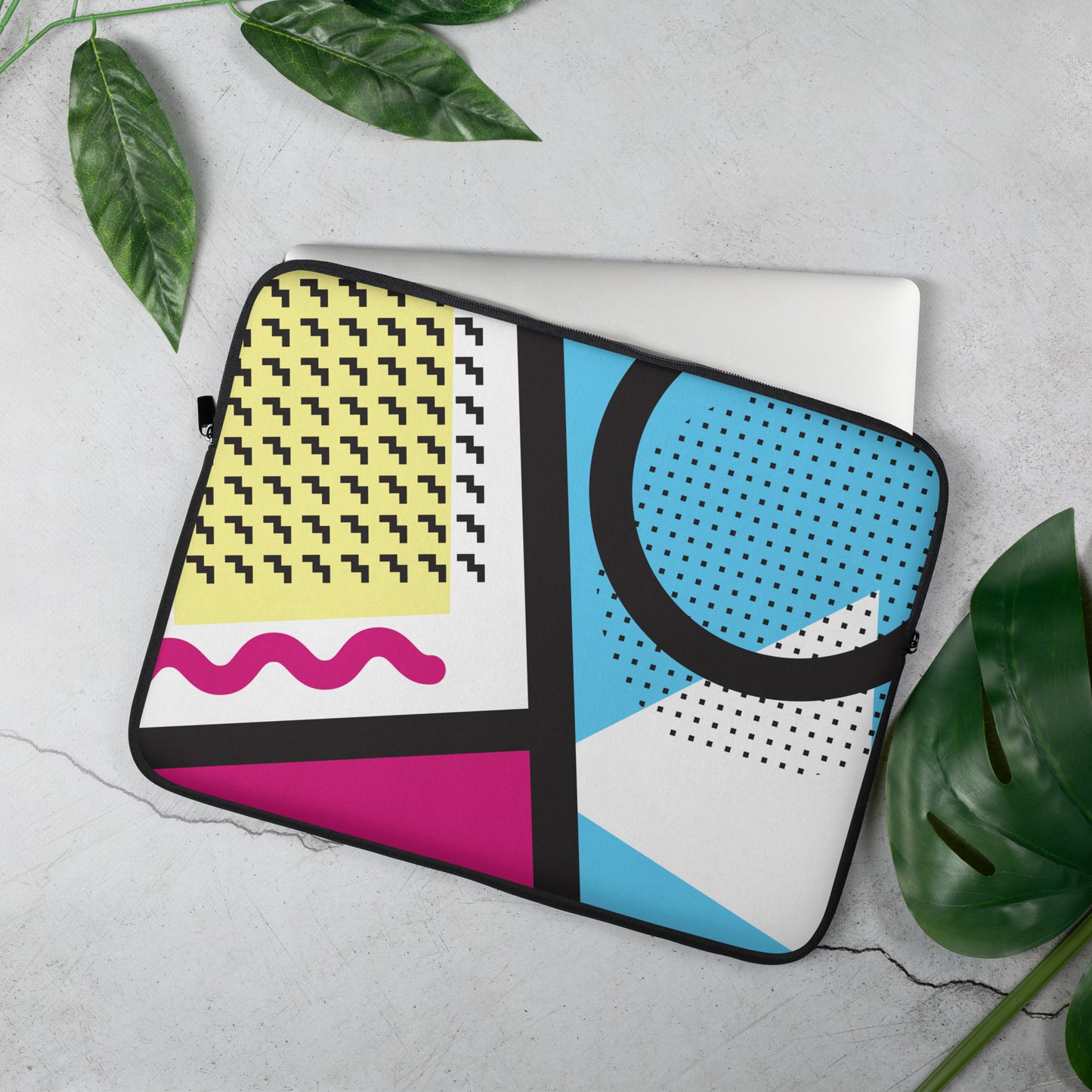 1980s Retro Abstract Graphic Art - Primary and Shapes - Laptop Sleeve