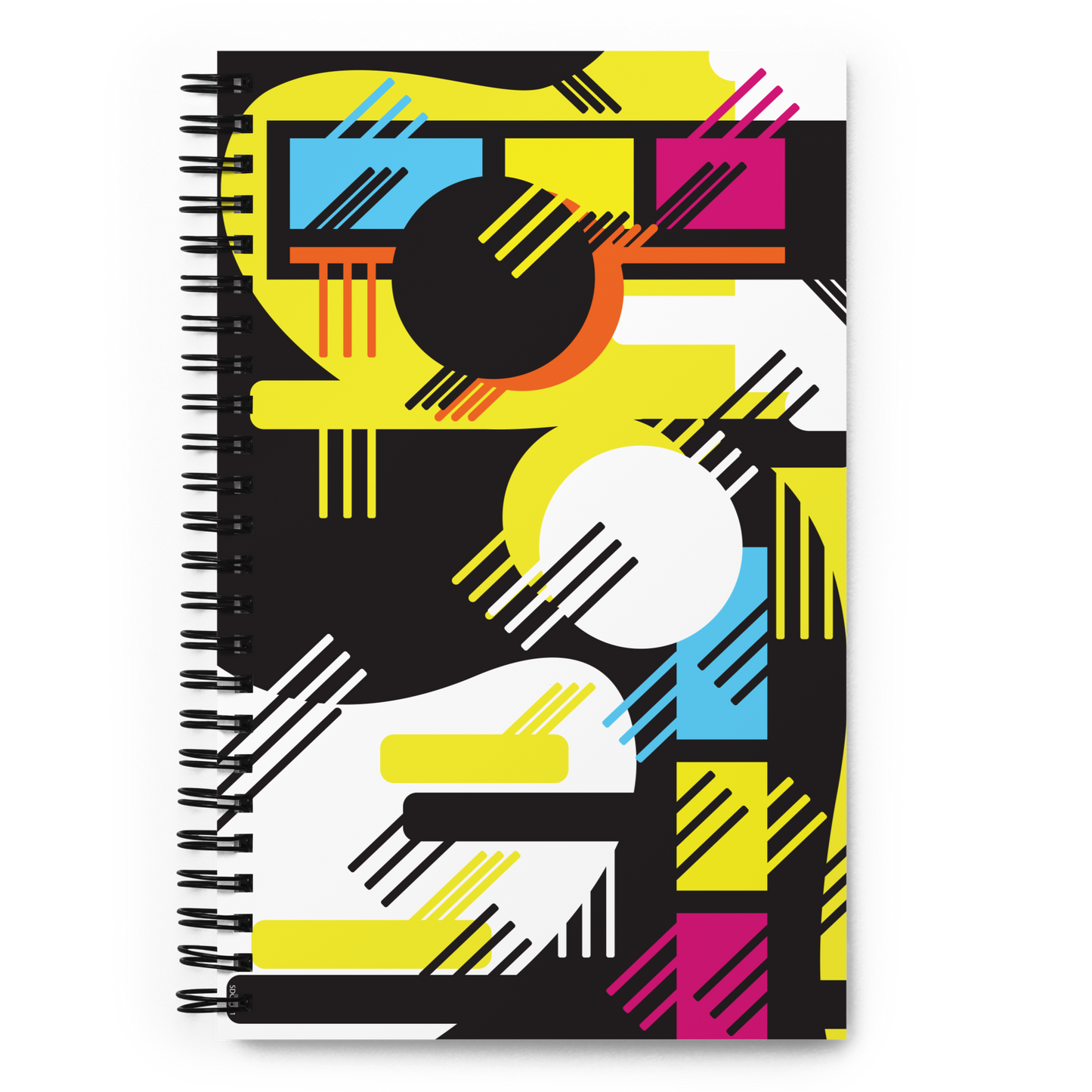 Retro 1980s Geometric Abstract Design Spiral Notebook