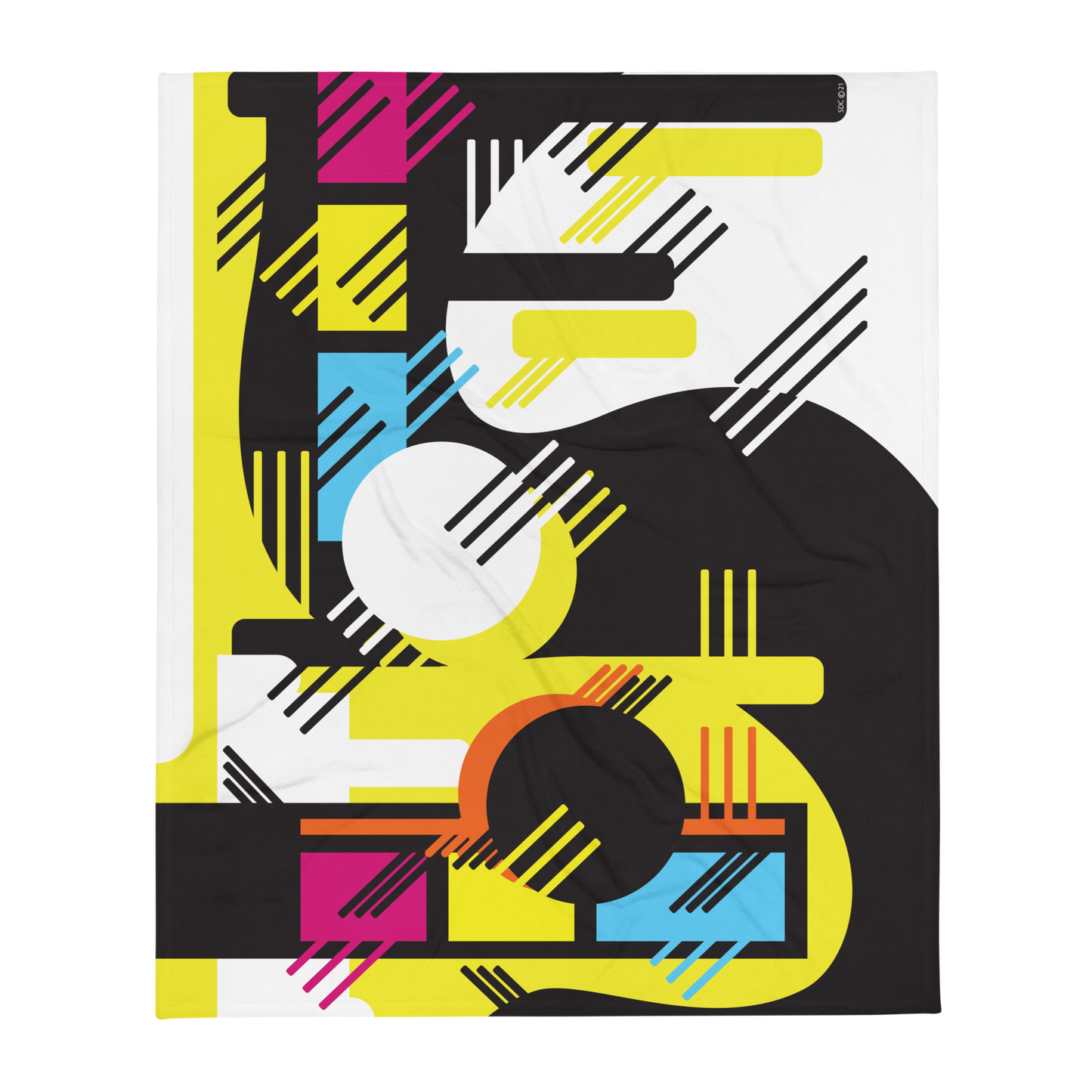 Retro 1980s Geometric Abstract Design Throw Blanket