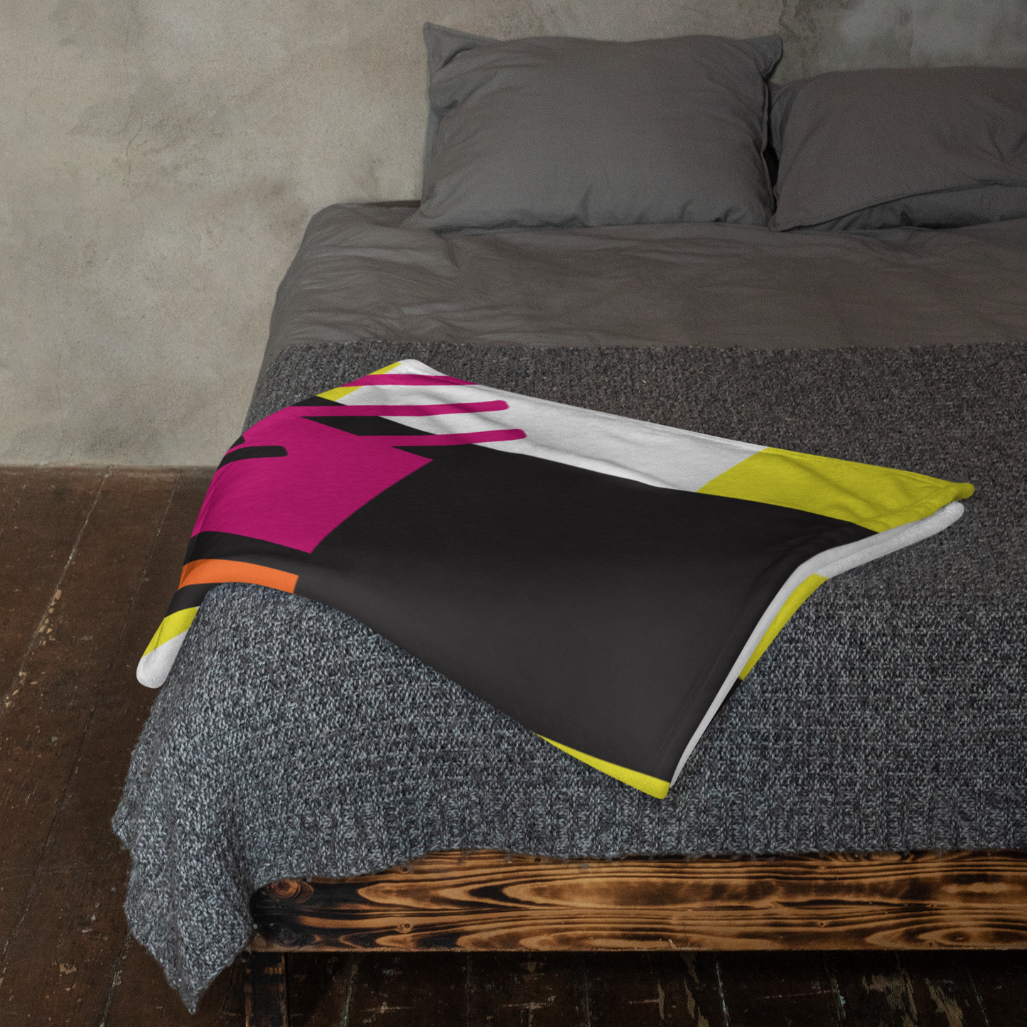 Retro 1980s Geometric Abstract Design Throw Blanket