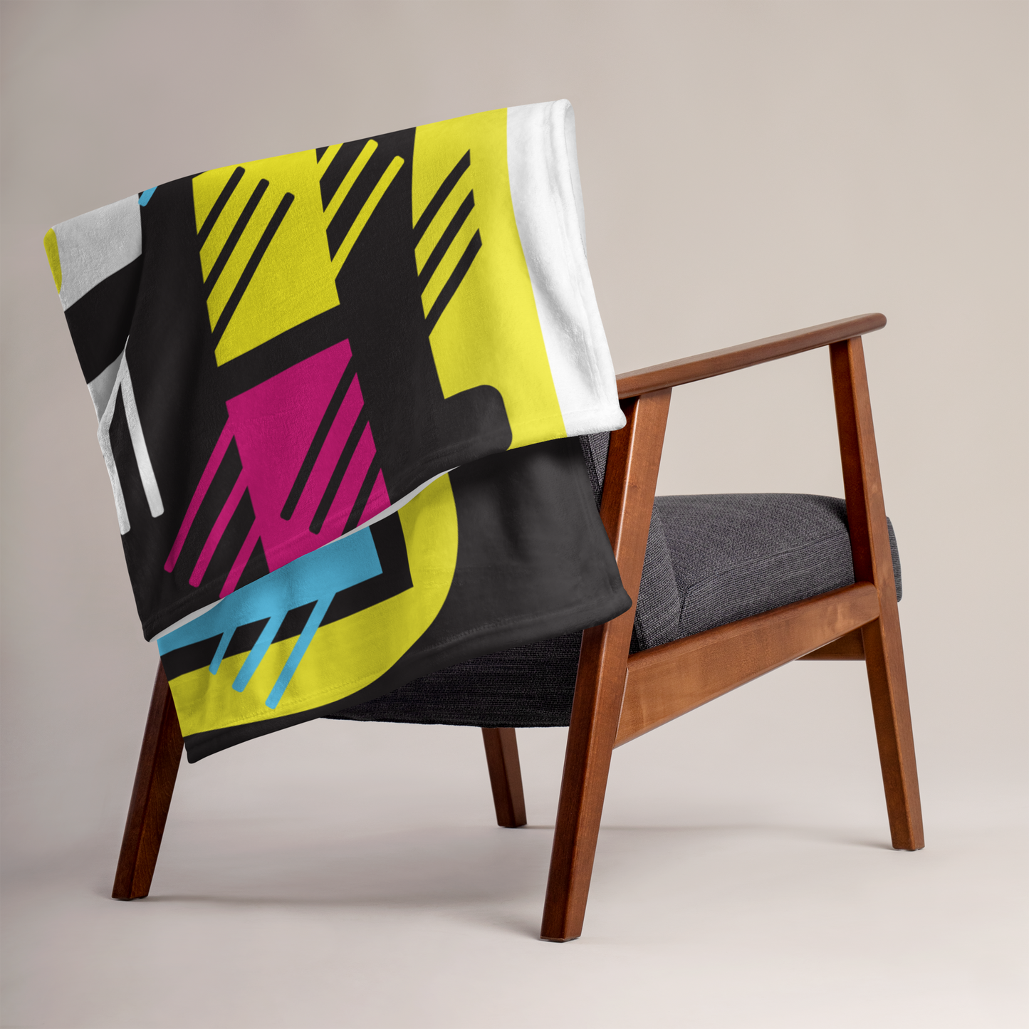 Retro 1980s Geometric Abstract Design Throw Blanket