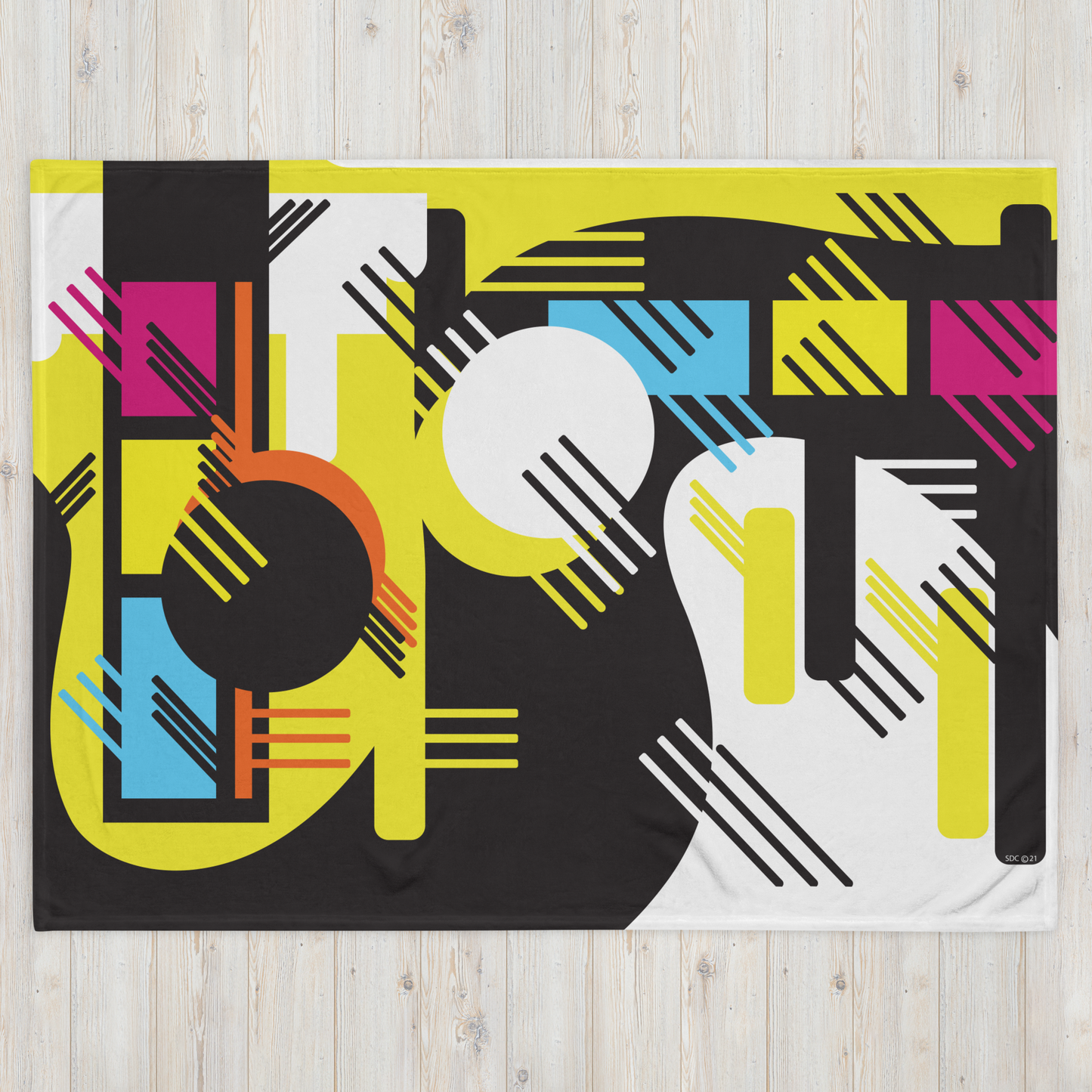 Retro 1980s Geometric Abstract Design Throw Blanket