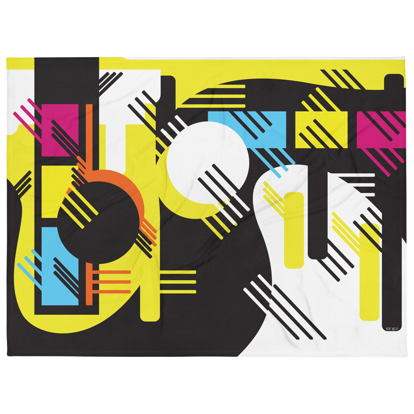 Retro 1980s Geometric Abstract Design Throw Blanket