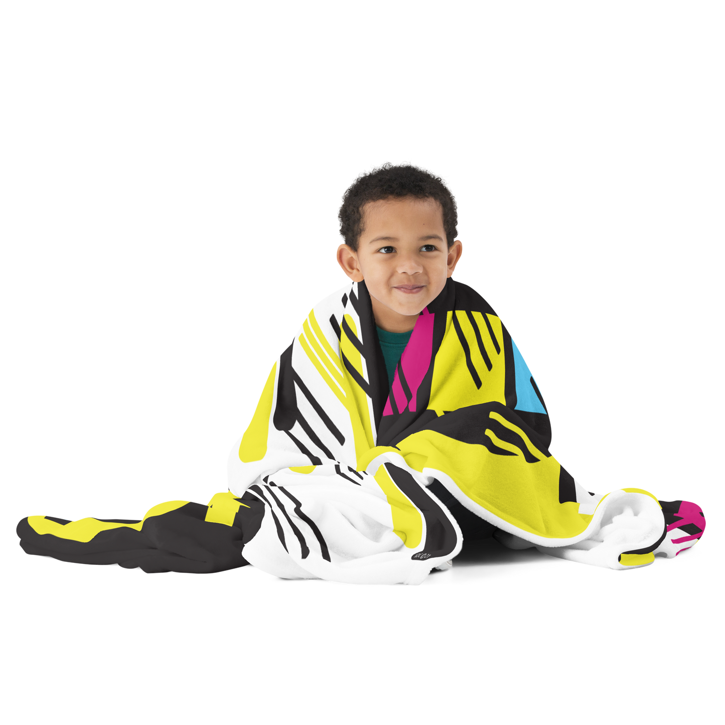 Retro 1980s Geometric Abstract Design Throw Blanket