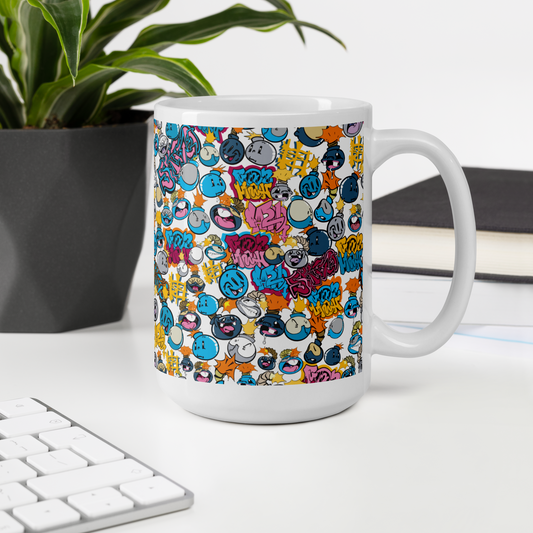 Skizo Fa2hq Street Bombs Cartoons White Glossy Mug, 11 oz or 15 oz